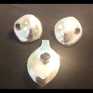 Silver 925 Mexico Stamped Pendant and Earrings set